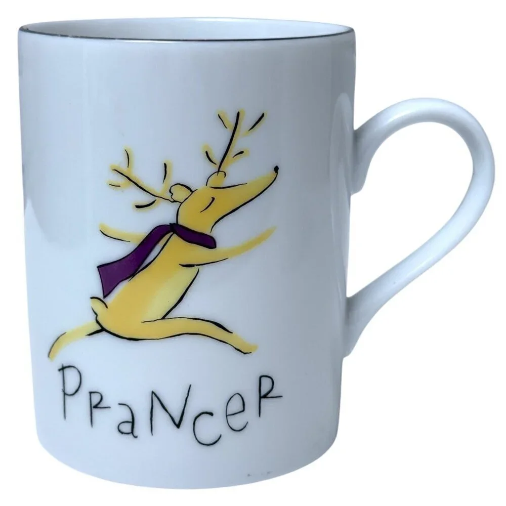 POTTERY BARN Reindeer Mugs Comet and Prancer Holiday Christmas